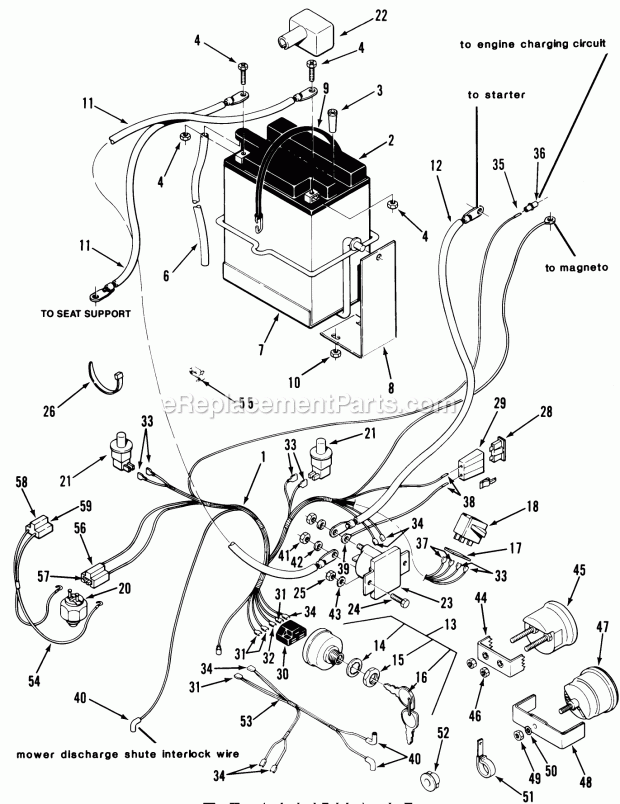 Toro 33-08B303 (1986) Lawn Tractor Electrical System-Electric Start Diagram