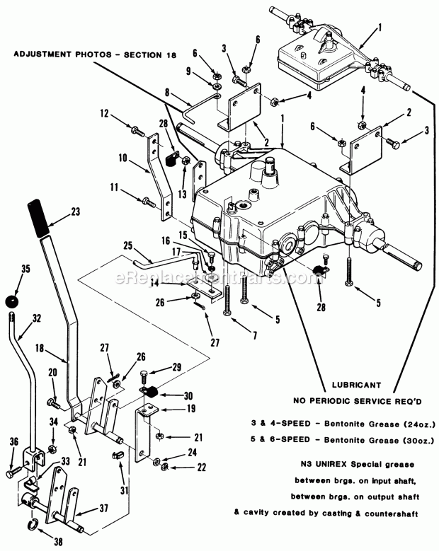 Toro 33-08B304 (1987) Lawn Tractor Mechanical Transmission Diagram