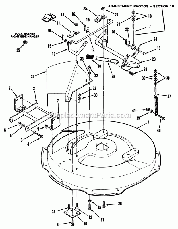 Toro 33-08B304 (1987) Lawn Tractor Mower Deck and Front Mount Diagram