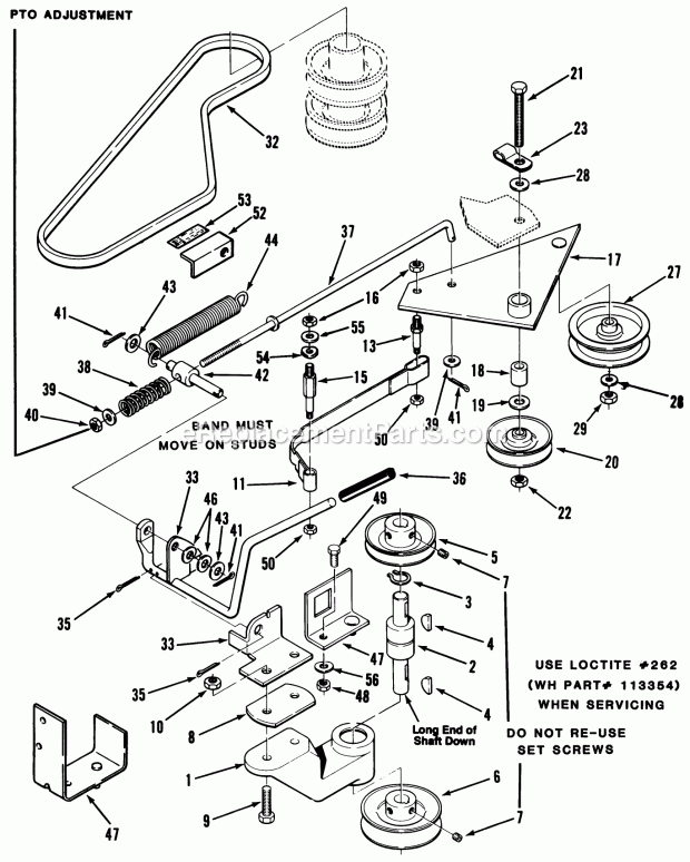Toro 33-08B304 (1987) Lawn Tractor Pto Clutch, Pulleys, and Controls Diagram