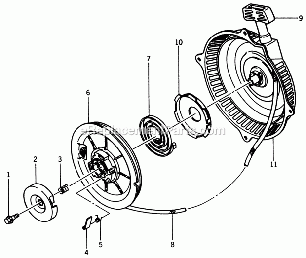 Toro 33-08B304 (1987) Lawn Tractor Recoil Starter Diagram