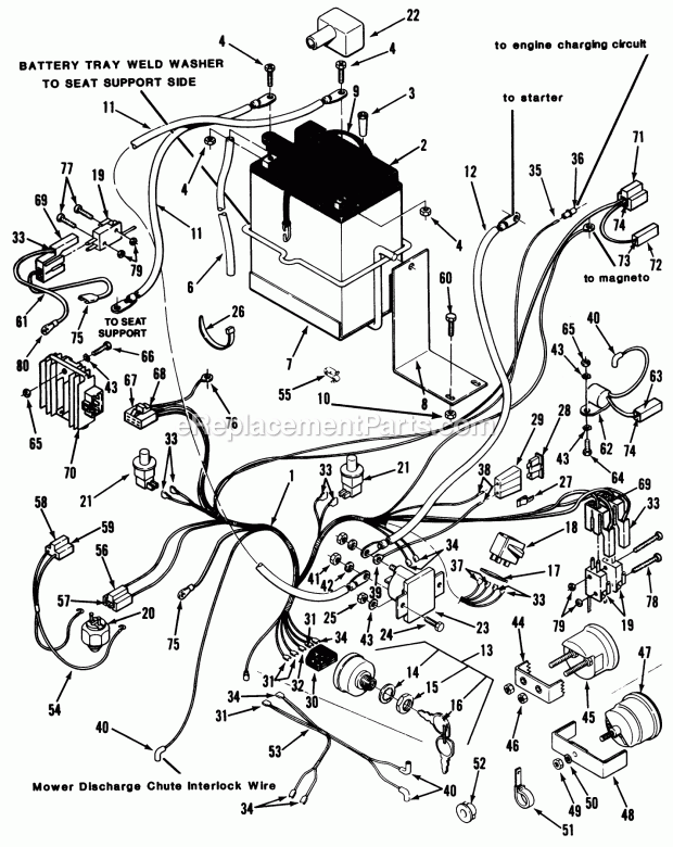 Toro 33-08B304 (1987) Lawn Tractor Electrical System Diagram