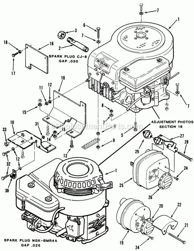 Toro 33-08B304 (1987) Lawn Tractor Engines Diagram