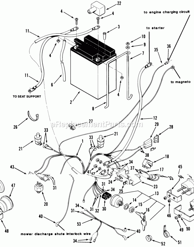 Toro 33-08X301 (1985) Lawn Tractor Electrical System-Electric Start Diagram