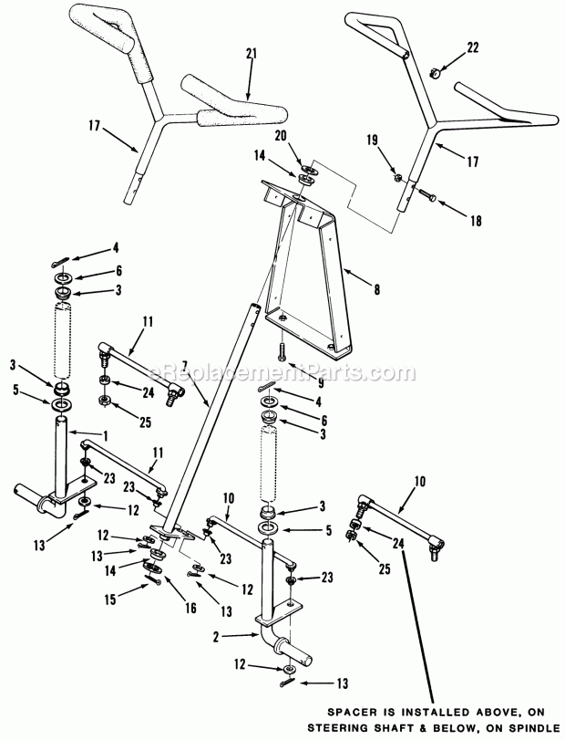 Toro 33-11B601 (1987) Lawn Tractor Front Axle And Steering Diagram