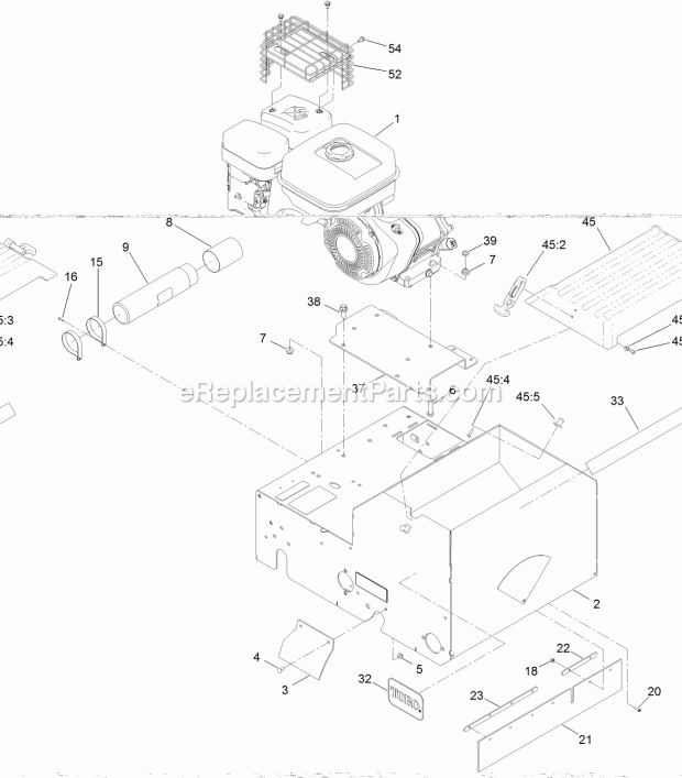 Toro 33510 (316000001-316999999) 20in Turf Seeder, 2016 Engine and Frame Assembly Diagram
