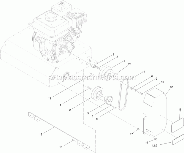 Toro 33513 (316000001-316999999) 18in Dethatcher, 2016 Belt Guard Assembly Diagram