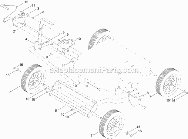 Toro 33513 (400000000-999999999) 18in Dethatcher, 2017 Transport-Wheel Assembly Diagram