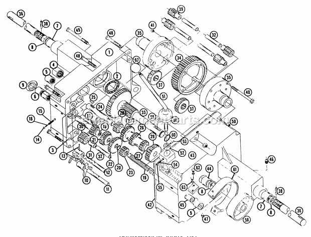 Toro 34E (1964) Lawn Tractor Transmission Parts List Diagram
