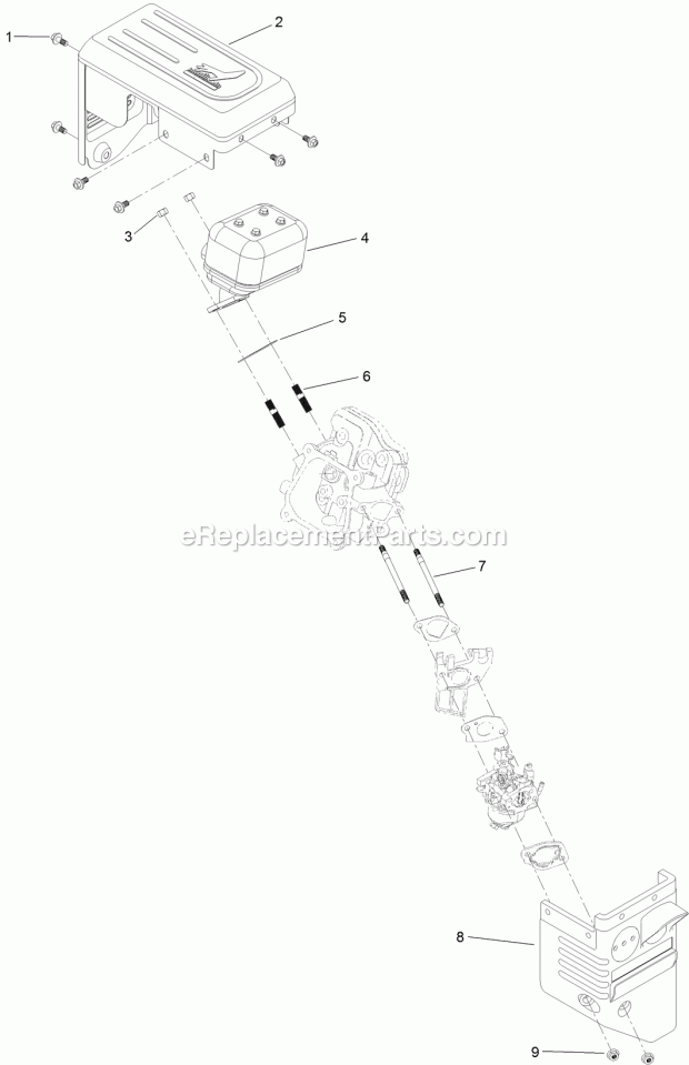Toro 36001 (400000000-999999999) Snowmaster 724 Zxr Snowthrower Intake and Exhaust Assembly Diagram