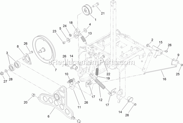 Toro 37780 (316000001-316999999) Power Max 826 Oe Snowthrower, 2016 Pulleys and Bellcrank Assembly Diagram