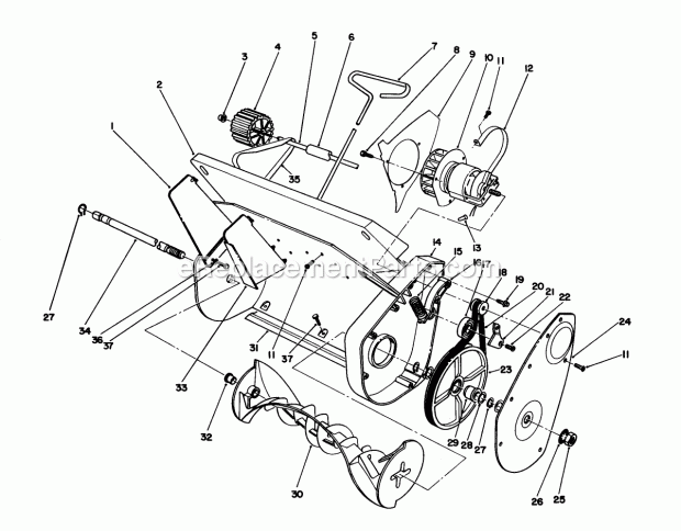 Toro 38005 (1000001-1999999) (1991) 1200 Power Curve Snowthrower Housing & Rotor Assembly Diagram