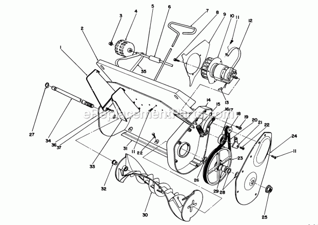 Toro 38005 (3900001-3999999) (1993) 1200 Power Curve Snowthrower Housing & Rotor Assembly Diagram
