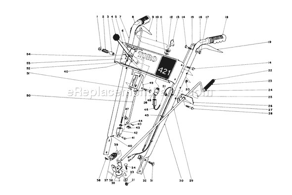 Toro 38010 (0000001-0999999)(1980) Snowthrower Handle Assembly Diagram