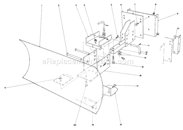 Toro 38010 (1000001-1999999)(1981) Snowthrower Grader Blade Assembly Diagram