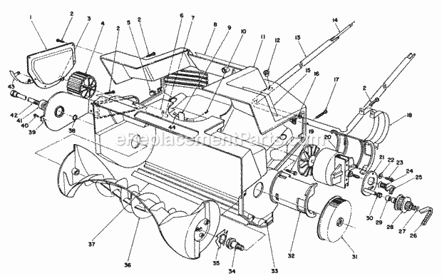 Toro 38025 (0000001-0999999) (1990) 1800 Power Curve Snowthrower Housing & Rotor Assembly Diagram