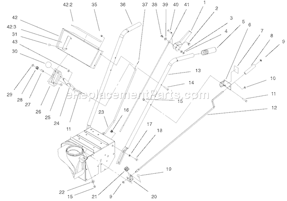Toro 38051 (210000001-210999999)(2001) Snowthrower Handle Assembly Diagram