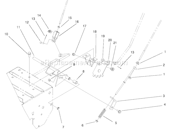 Toro 38051 (210000001-210999999)(2001) Snowthrower Linkage and Traction Assembly Diagram