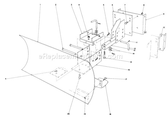 Toro 38056C (9000001-9999999)(1989) Snowthrower Grader Blade Assembly Diagram