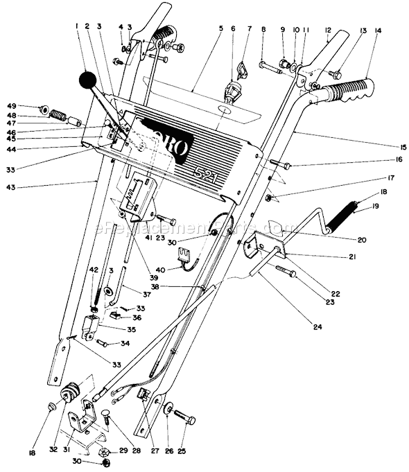 Toro 38056 (0000001-0999999)(1990) Snowthrower Handle Assembly Diagram