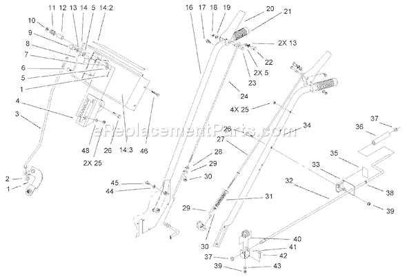 Toro 38078 (200000001-200999999)(2000) Snowthrower Handle and Control Assembly Diagram