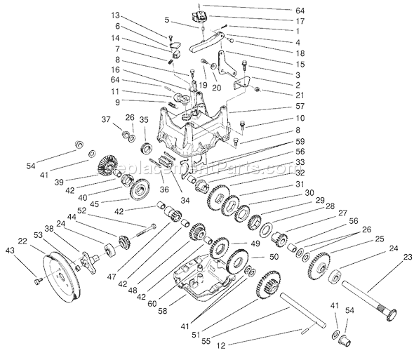 Toro 38079 (230000001-230999999)(2003) Snowthrower Traction Gearcase Assembly No. 66-8030 Diagram