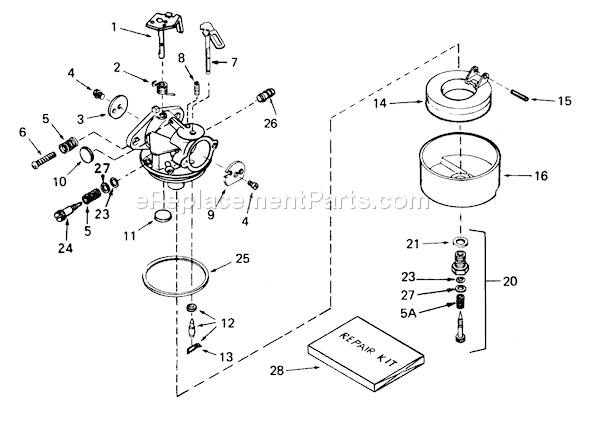 Toro 38080 (4000001-4999999)(1984) Snowthrower Carburetor Diagram