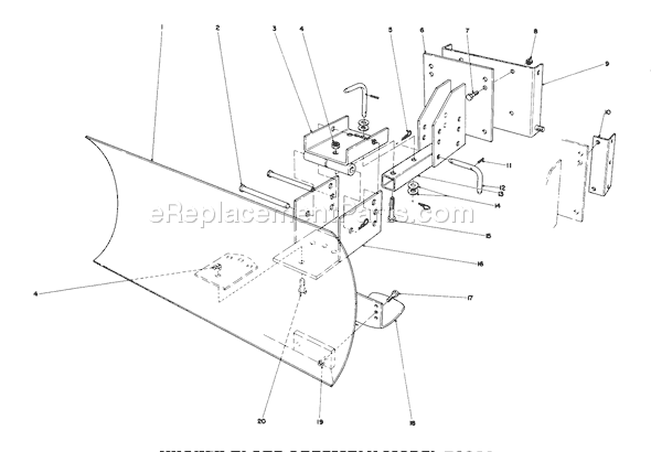 Toro 38080 (7000001-7999999)(1987) Snowthrower Grader Blade Assembly Diagram