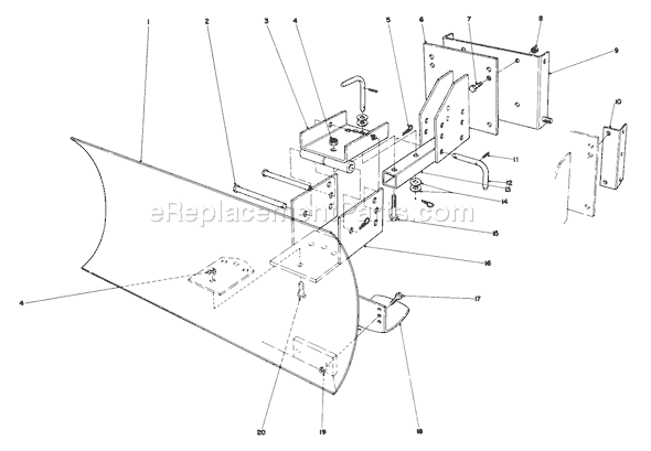 Toro 38085 (3000001-3999999)(1983) Snowthrower Grader Blade Assembly Diagram