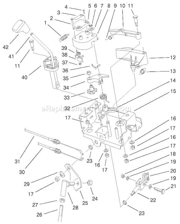 Toro 38087 (230000001-230999999)(2003) Snowthrower Power Shift Control Assembly Diagram