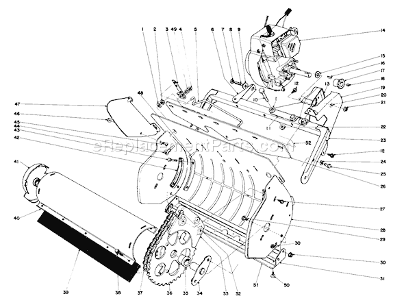 Toro 38100 (9000001-9999999)(1979) Snowthrower Lower Main Frame Diagram