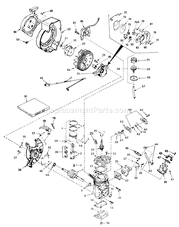 Toro 38120 (1000351-1999999)(1981) Snowthrower Engine Diagram