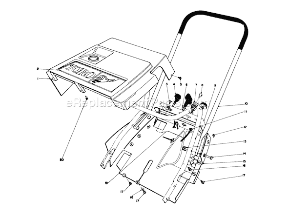 Toro 38162 (6000001-6999999)(1986) Snowthrower Shroud & Handle Assembly Diagram