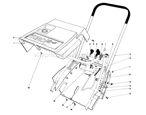 Toro 38167C (6000001-6999999)(1986) Snowthrower Shroud & Handle Assembly Diagram