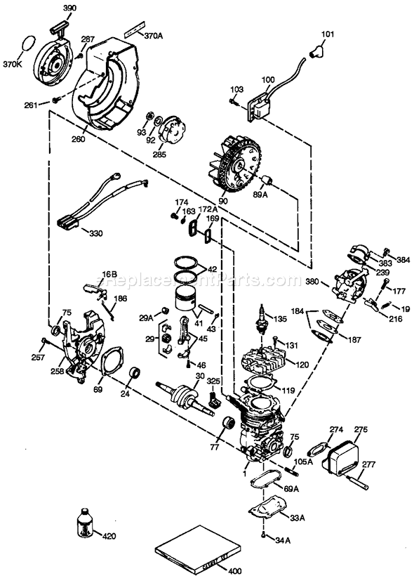 Toro 38173 (270000001-270999999)(2007) Snowthrower Engine Assembly Tecumseh Hsk635 1723c Diagram