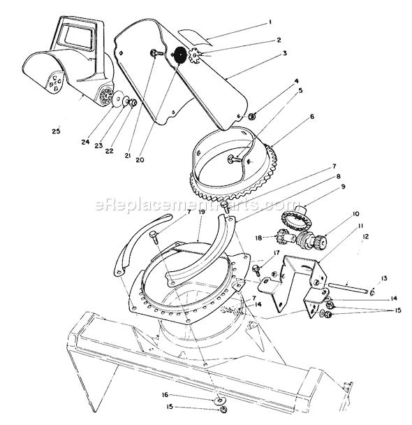 Toro 38181 (0000001-0999999)(1990) Snowthrower Discharge Chute Assembly Diagram