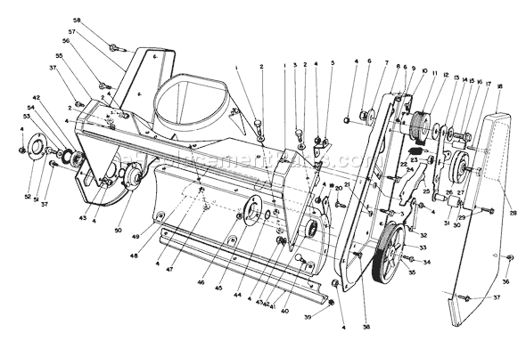 Toro 38181 (0000001-0999999)(1990) Snowthrower Housing Assembly Diagram