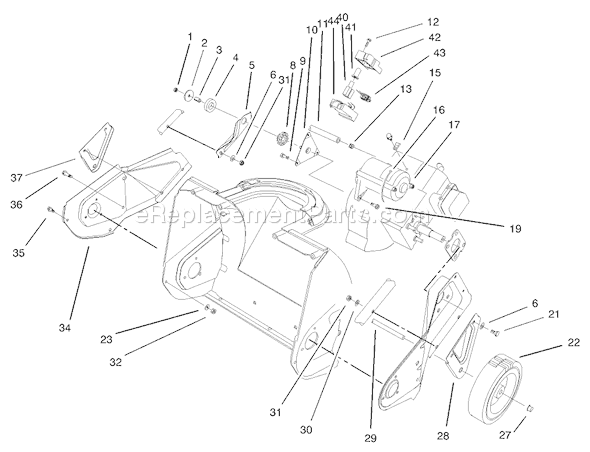Toro 38182 (210000001-210999999)(2001) Snowthrower Engine, Side Plate, & Wheel Assembly Diagram