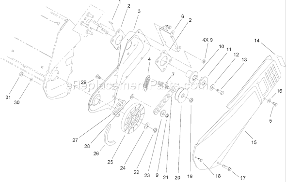 Toro 38182 (290000001-290999999)(2009) Snowthrower Rotor Drive Assembly Diagram