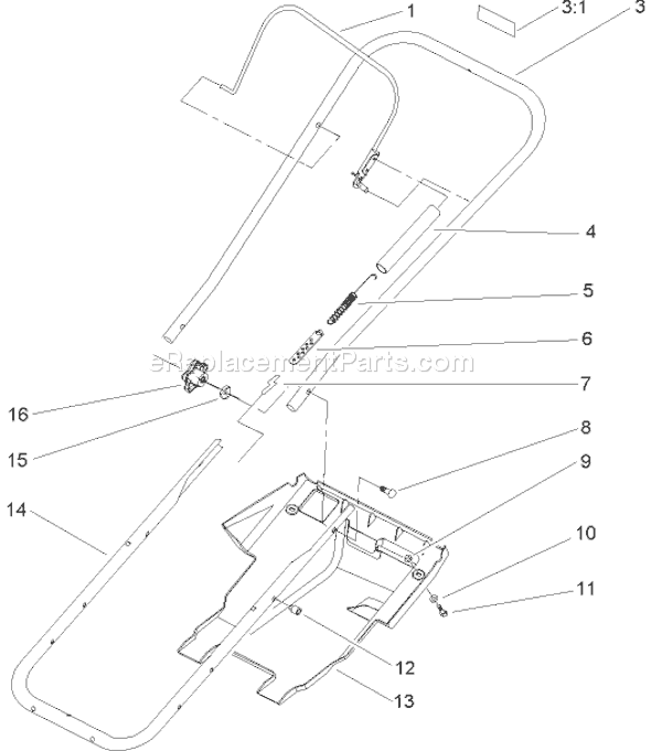Toro 38183 (250000001-250999999)(2005) Snowthrower Handle and Lower Shroud Assembly Diagram