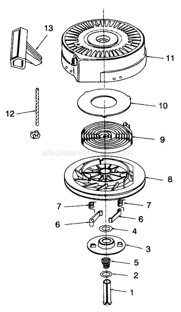 Toro 38195 (49000001-49999999)(1994) Snowthrower Recoil Starter Diagram