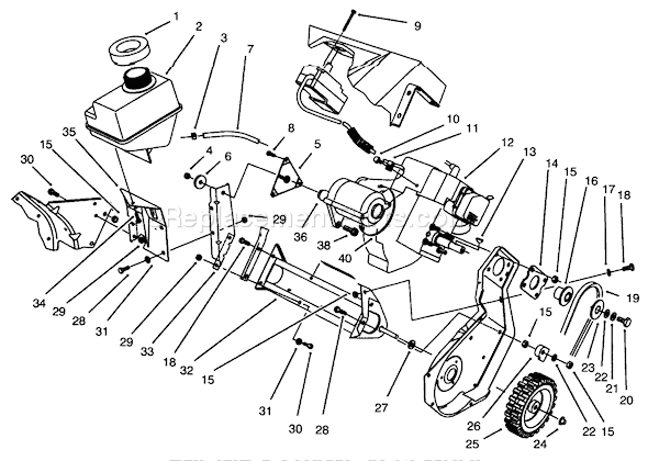 Toro 38195 (69000001-69999999)(1996) Snowthrower Engine & Frame Assembly Diagram
