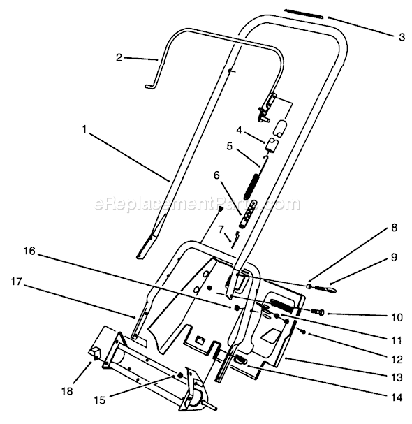 Toro 38195 (69000001-69999999)(1996) Snowthrower Handle Assembly Diagram