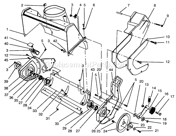 Toro 38195 (69000001-69999999)(1996) Snowthrower Rotor Housing Assembly Diagram