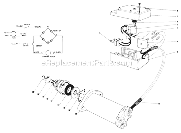 Toro 38235 (0000001-0999999)(1980) Snowthrower Starter Motor & Switch Diagram