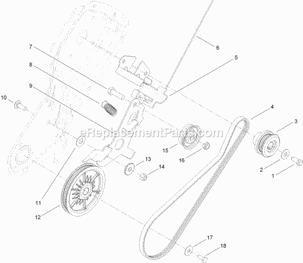 Toro 38272 (314000001-314999999) 418 ZR Power Clear Snowblower Belt and Drive Assembly Diagram