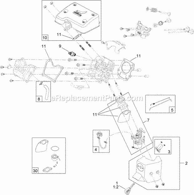 Toro 38272 (315000001-315999999) 418 ZR Power Clear Snowblower Engine Assembly No. 1 Diagram