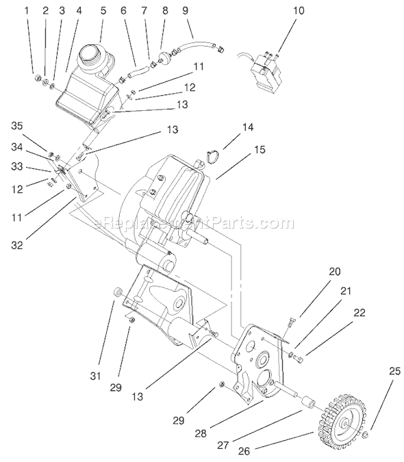 Toro 38413 (200012345-200999999)(2000) Snowthrower Engine and Frame Assembly Diagram