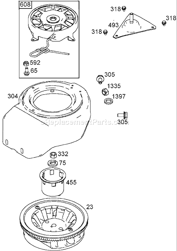 Toro 38413 (200012345-200999999)(2000) Snowthrower Flywheel, Blower Housing, and Rewind Starter Assemblies Briggs and Stratton 084132-0120-E1 Diagram