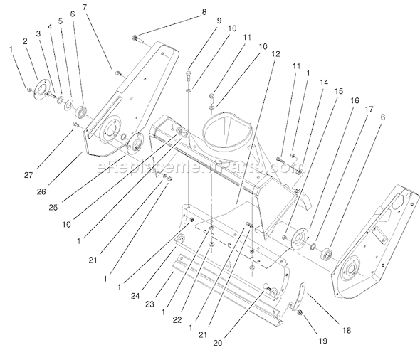 Toro 38413 (200012345-200999999)(2000) Snowthrower Housing and Side Plate Assembly Diagram